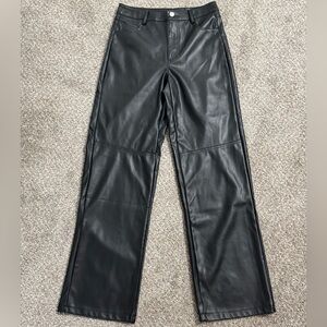 Urban Heritage Black Straight Leg Faux Leather Pants